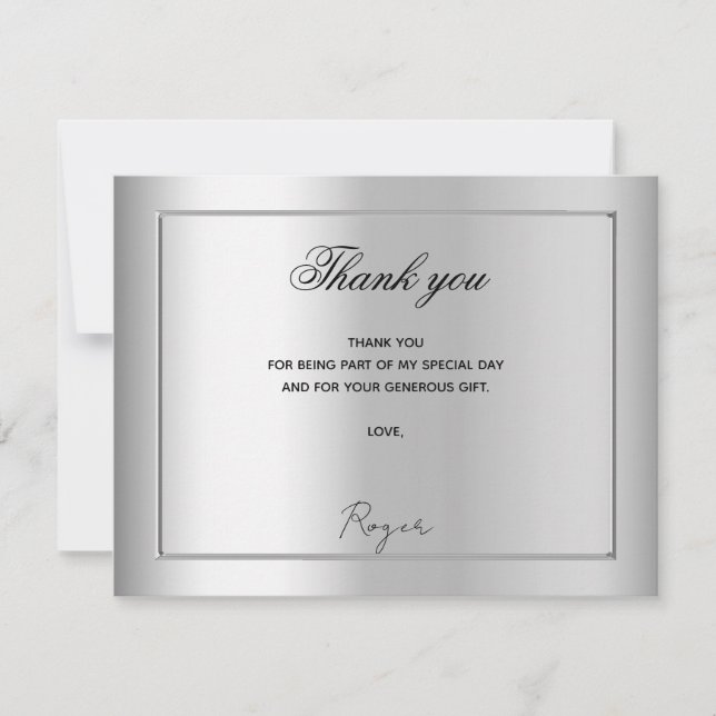 Tarjeta De Agradecimiento Hombre de foto de plata de cumpleaños (Anverso)