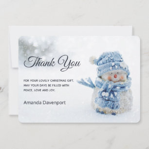 Tarjeta De Agradecimiento Hombre de nieve lindo en Navidades de fotografía d