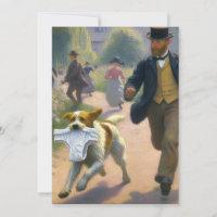 Hombre persiguiendo perro con ropa interior