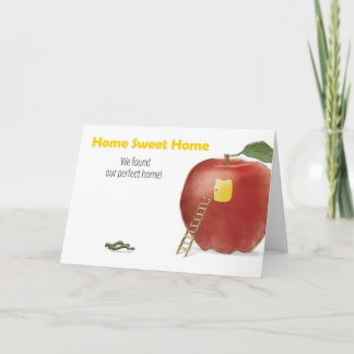 Tarjeta De Agradecimiento Home Sweet Home Worm and Apple Moving Announcement