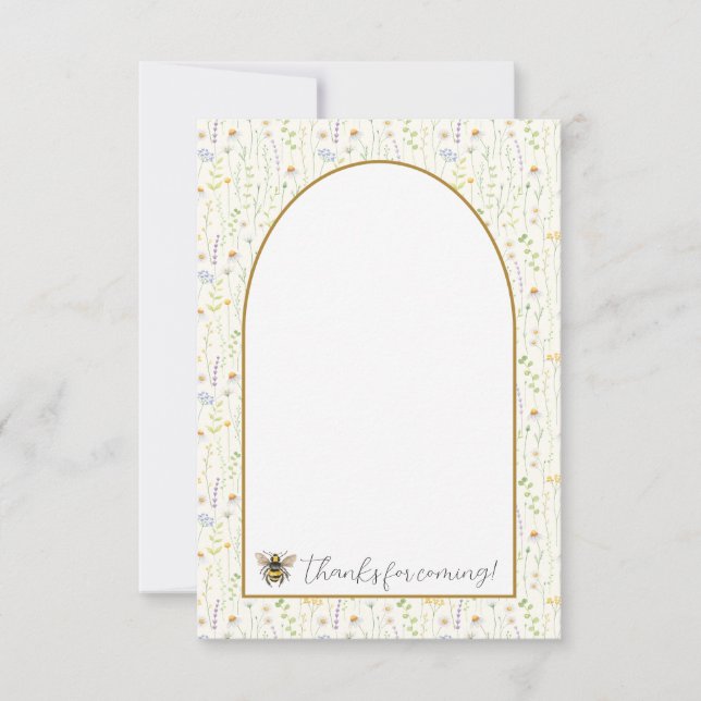 Tarjeta De Agradecimiento Honey Bee First Birday Gracias Cartas (Anverso)