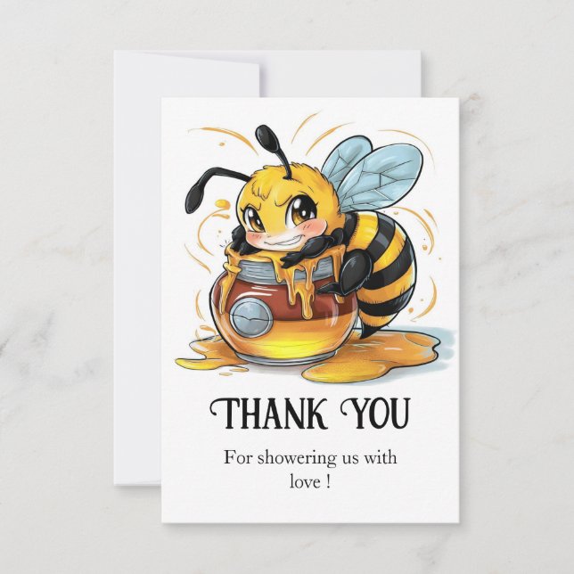 Tarjeta De Agradecimiento Honey Bumble Bee Baby Shower (Anverso)