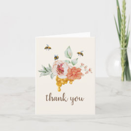 Tarjeta De Agradecimiento Honeycomb Floral Bee Baby Shower Gracias