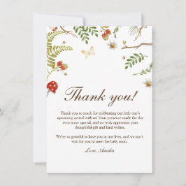 Tarjeta De Agradecimiento Hongos de Woodland ducha de bebé neutra de género