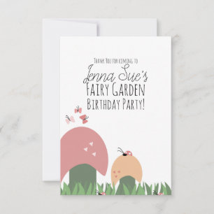 Tarjeta De Agradecimiento Hongos Jardín Hadas Mariquitas Mariposas 