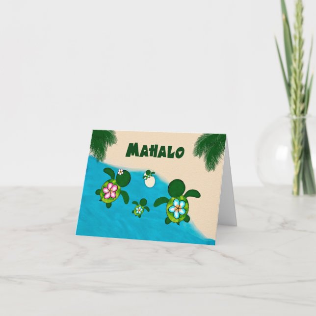 Tarjeta De Agradecimiento Honu BOY Baby Sea TURTLE Gracias Familia Blue 284 (Anverso)