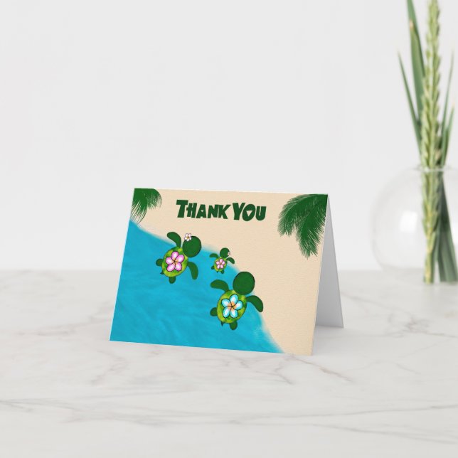 Tarjeta De Agradecimiento Honu CHICA Sea TURTLE Baby Shower Gracias Rosa (Anverso)