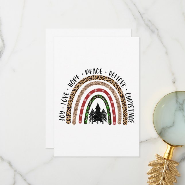 Tarjeta De Agradecimiento Hope Peace Love Joy Rainbow Navidades (Anverso/Reverso In Situ)