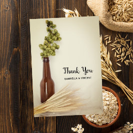 Tarjeta De Agradecimiento Hops secos y Boda de cerveza de trigo gracias