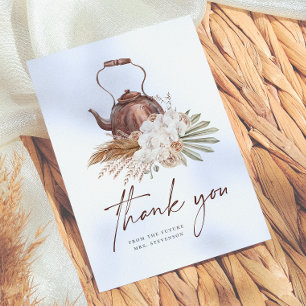 Tarjeta De Agradecimiento Hora del Té Boho Pampas Terracota Desayuno de Novi