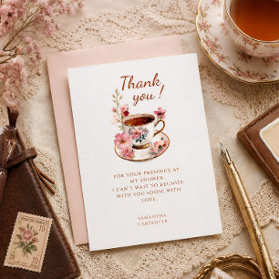 Tarjeta De Agradecimiento Hora del té vintage floral taza de té baby shower