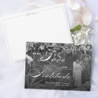 Tarjeta de agradecimiento horizontal en blanco y n