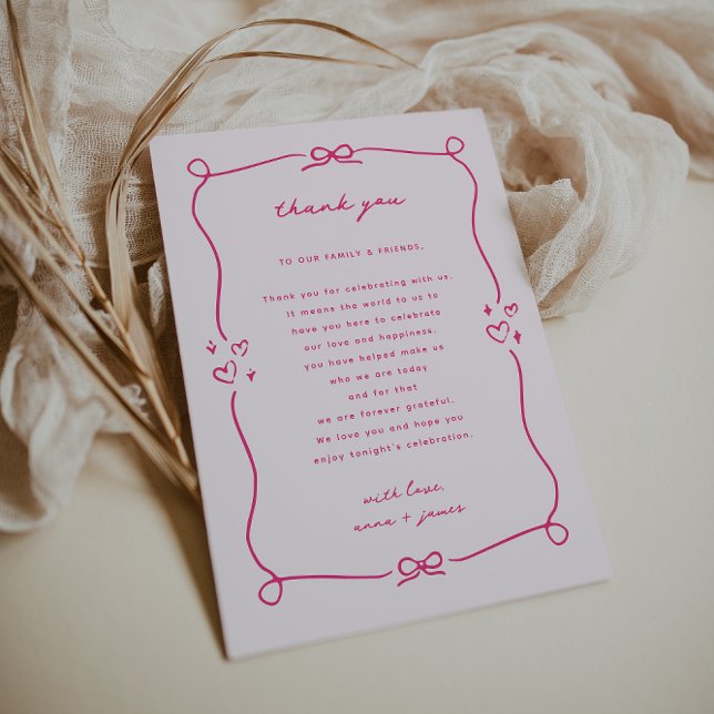 Tarjeta De Agradecimiento Horrible Mesa de Recepción de Bodas Rosadas Gracia (Subido por el creador)