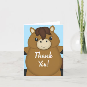Tarjeta De Agradecimiento Horse Baby Shower Blue Boy