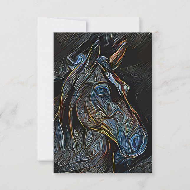 Tarjeta De Agradecimiento Horse Dark (Anverso)