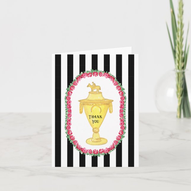 Tarjeta De Agradecimiento Horse Race Derby Bridal Shower Gracias (Anverso)