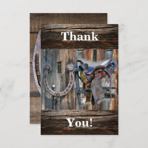 Tarjeta De Agradecimiento Horse Saddle Horseshoe Rustic Western Gracias Ca