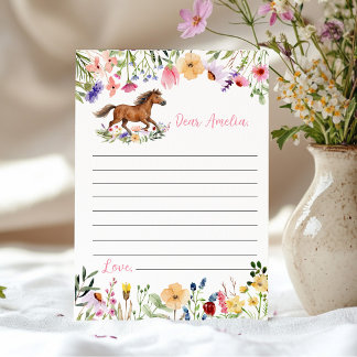 Tarjeta De Agradecimiento Horse Wildflower Time Capsule Note Message Card
