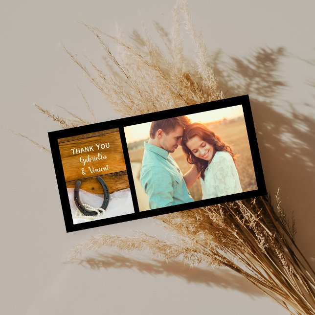 Tarjeta De Agradecimiento Horseshoe Pearls Country Barn Boda Gracias (Subido por el creador)