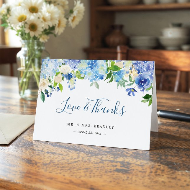 Tarjeta De Agradecimiento Hortensia Acuarela Floral Azul Claro Agradecimient (Subido por el creador)
