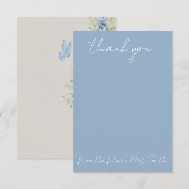 Tarjeta De Agradecimiento Hortensia Algo Azul (Anverso / Reverso)