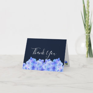 Tarjeta De Agradecimiento Hortensia azul acuarela