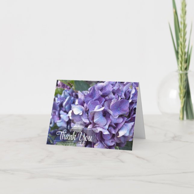 Tarjeta De Agradecimiento Hortensia Flor Morada (Anverso)