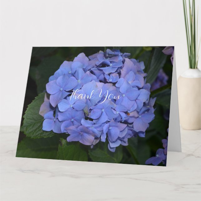 Tarjeta De Agradecimiento Hortensia Rústica Morada (Anverso)