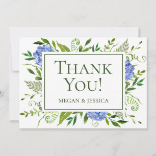 Tarjeta De Agradecimiento Hortensias Azules
