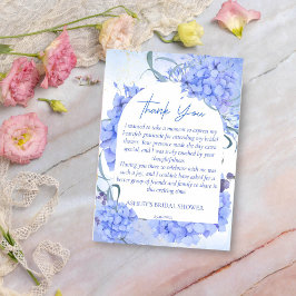 Tarjeta De Agradecimiento Hortensias azules algo elegante para una ducha de