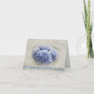 Tarjeta De Agradecimiento Hortensias Azules Románticas Gracias