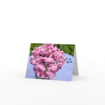 Hortensias rosadas en una mesa