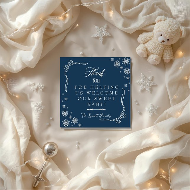 Tarjeta De Agradecimiento Hospital NICU de parto y trabajo azul Snowflake (Snowflake Blue Labor & Delivery NICU Hospital Thank You Card)
