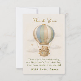 Tarjeta De Agradecimiento Hot Air Balloon First Birthday Thank You Card