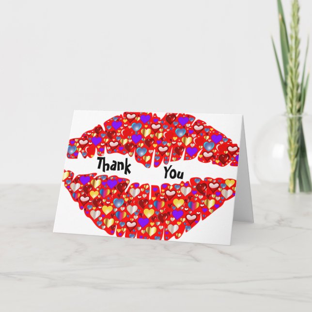Tarjeta De Agradecimiento Hot Sparkle Lips Thank you Card (Anverso)