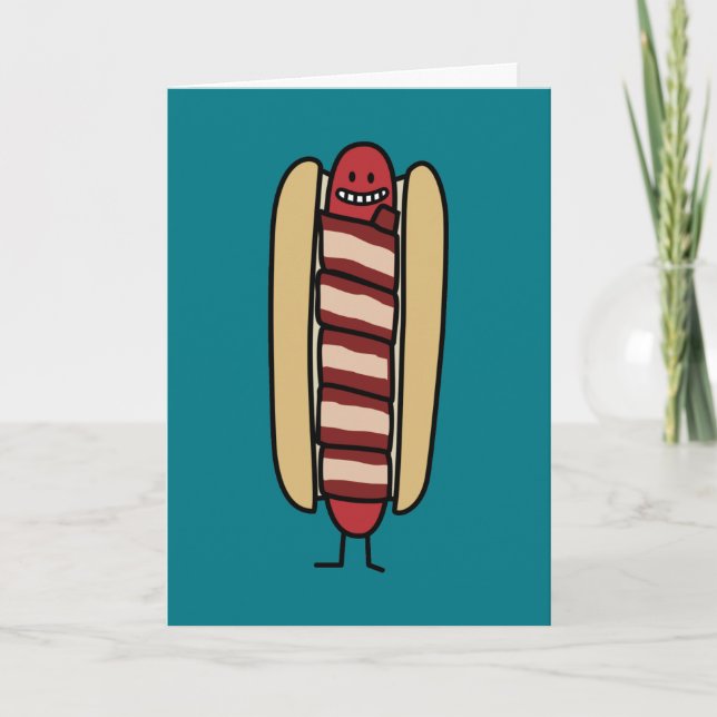Tarjeta De Agradecimiento Hotdog Wiener Bacon envuelto de perro caliente (Anverso)