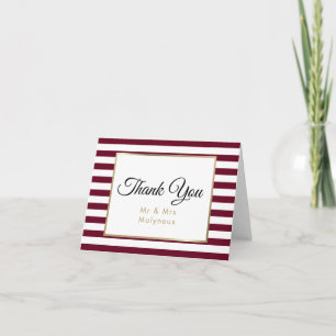 Tarjeta De Agradecimiento Huelga de Borgoña Faux Relieve metalizado dorado
