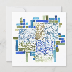 Tarjeta De Agradecimiento Huella de agua verde azul Notecard desplegada