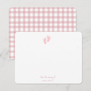 Tarjeta De Agradecimiento Huella de bebé rosa linda habitación de niña
