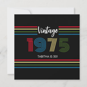 Tarjeta De Agradecimiento Huella retro vintage 1975 Colores primarios