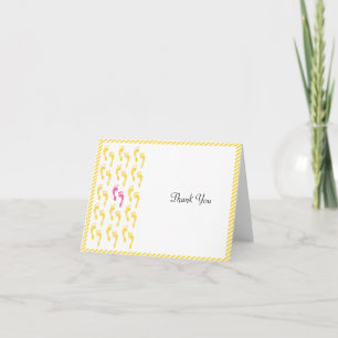 Tarjeta De Agradecimiento Huellas amarillas y rosas bebé gracias