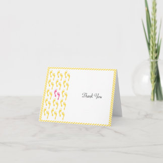Tarjeta De Agradecimiento Huellas amarillas y rosas bebé gracias