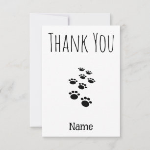 Tarjeta De Agradecimiento Huellas de patas de perro personalizadas para masc