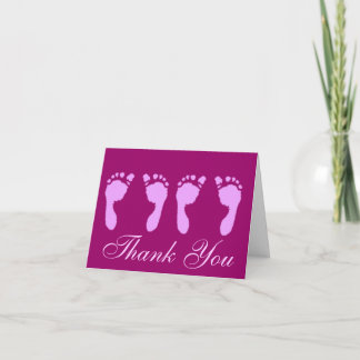 Tarjeta De Agradecimiento Huellas del bebé (gemelos del chica)
