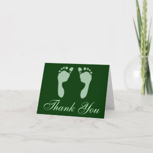 Tarjeta De Agradecimiento Huellas del bebé (verde)