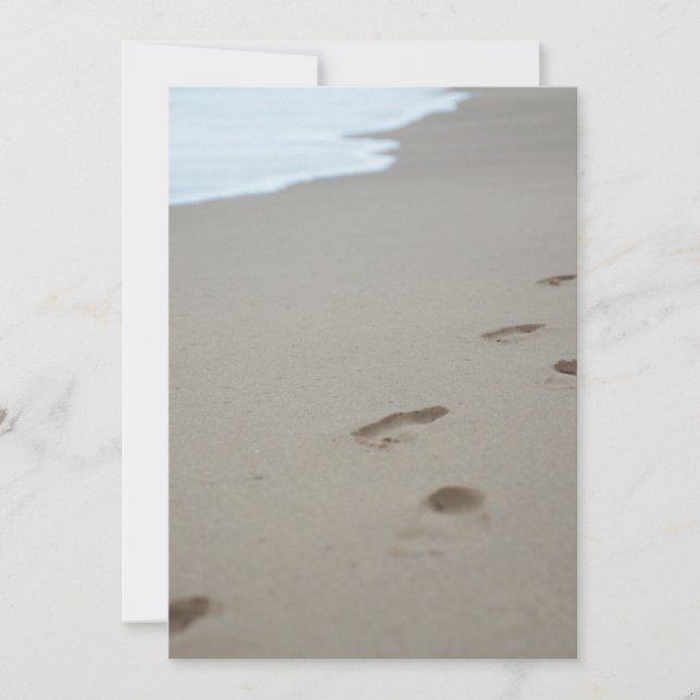 Tarjeta De Agradecimiento Huellas en una playa blanca en Mozambique (Anverso)