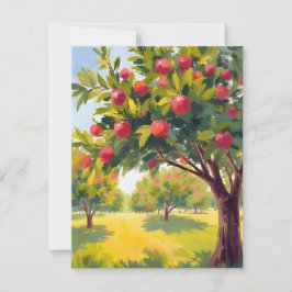Tarjeta De Agradecimiento Huerto de manzanas Otoño Caída Acuarela