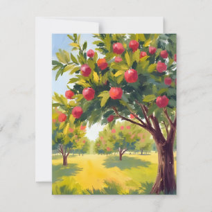Tarjeta De Agradecimiento Huerto de manzanas Otoño Caída Acuarela