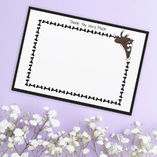 Tarjeta De Agradecimiento Hueso para perro Staffy Lab moderno negro blanco p