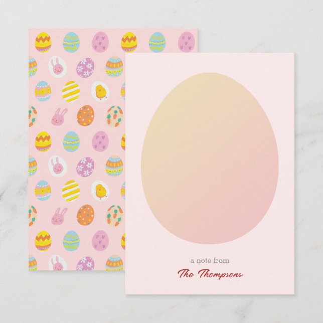 Tarjeta De Agradecimiento Huevo Sencillo y Huevos Pintados de Pascua Patrón  (Anverso / Reverso)